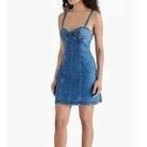 NWT Steve Madden Corset Denim Minidress.  Size L - Picture 2 of 8